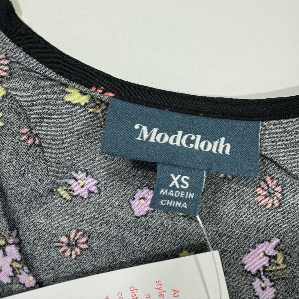 New ModCloth Take the Plunge Midi Dress Black Floral - Picture 4 of 7